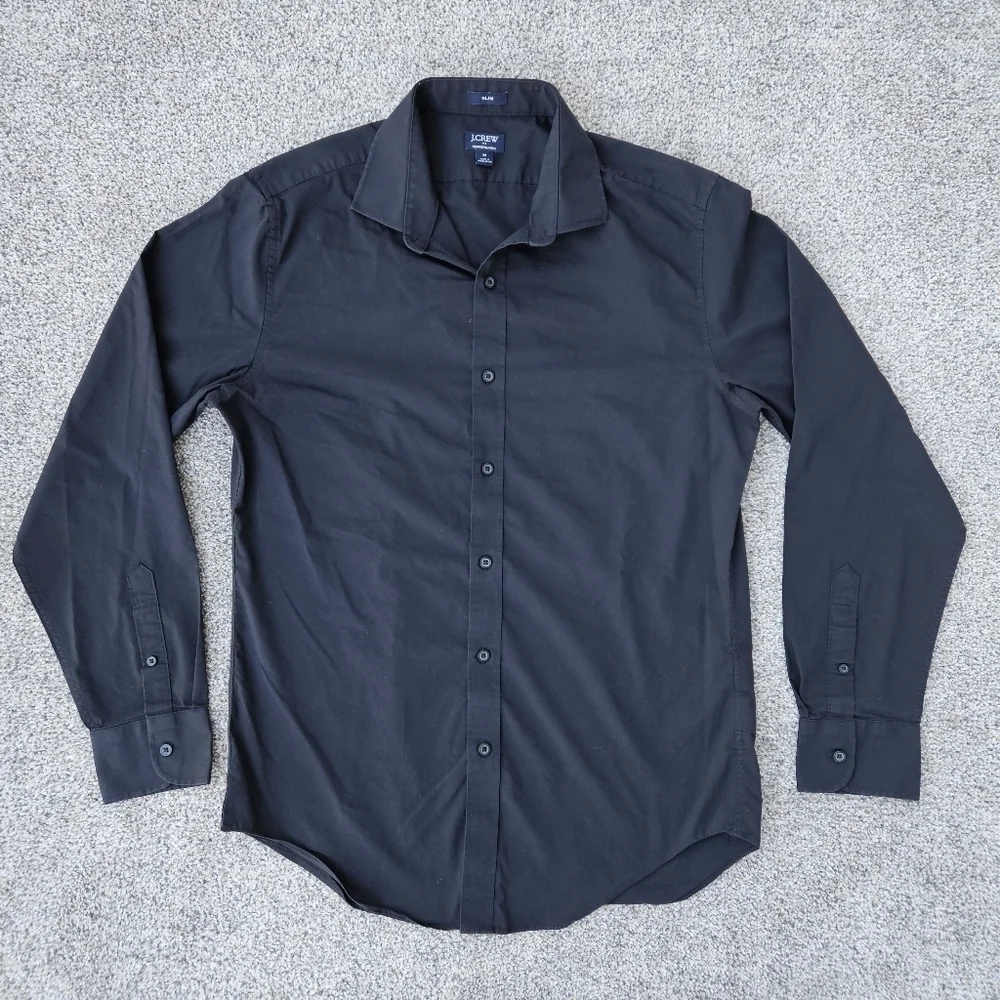 J. Crew Slim Fit Stretch Performance Black Button Down Shirt Men's Size Medium